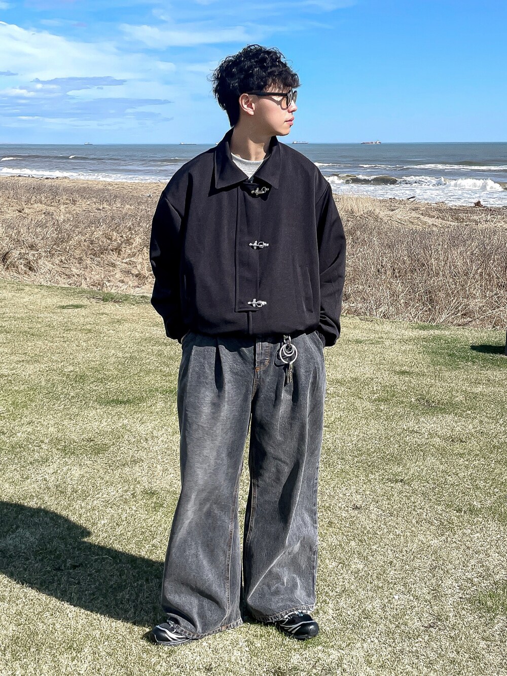 Two tuck wide flare denim / 2タックワイドフレアデニム