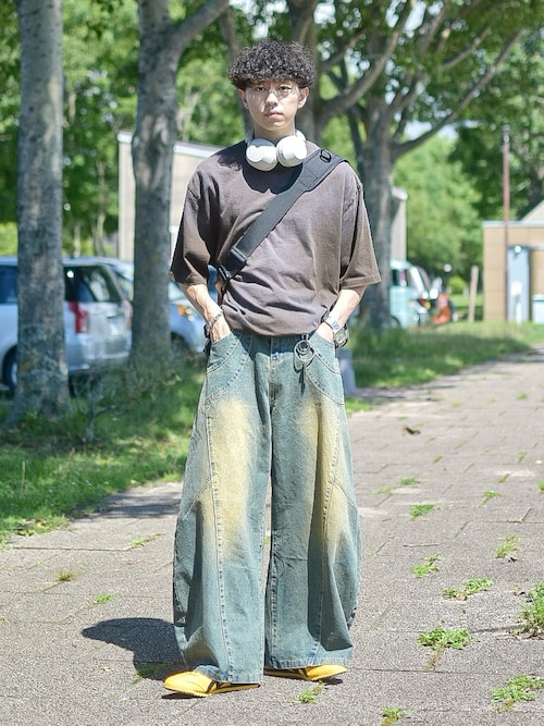 Washed Switching Scimitar Jeans