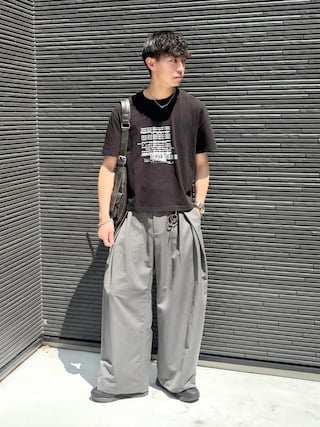 「Elanque(エランク)のgraphic lame print T-shirt / グラフィックラメプリントTシャツ(Tシャツ/カットソー)」を使った、たいがさん(メンズ・172cm)の夏コーディネート