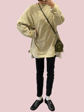 「イエロー」｜「アイテム（スリッポン）」を使った、_nayuuuuさん（レディース・158cm）の春コーディネート