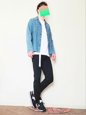 「LIDNM（リドム）のLIDnM/リドム/ユーズドデニムオープンカラーシャツ（シャツ/ブラウス、ブルー系）」を使った、たくちゃんさん（メンズ・176cm）の春コーディネート