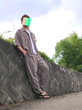 「グレーシャツ」｜「アイテム（セットアップ）」を使った、たくちゃんさん（メンズ・176cm）の夏コーディネート