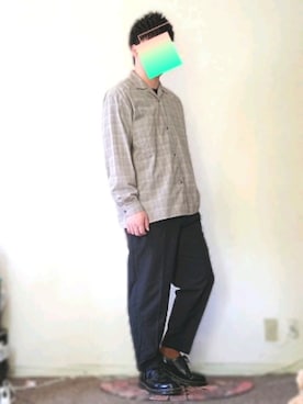 「WYM LIDNM（ウィム バイ リドム）の【WYM LIDNM】VINTAGE CHECK WIDE SHIRT（シャツ/ブラウス、ベージュ系）」を使った、たくちゃんさん（メンズ・176cm）の秋コーディネート