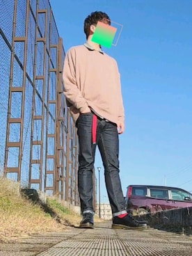 「ADRER（アドラー）の【ADRER】ドルマンスリーブオープンカラーシャツ（シャツ/ブラウス、ホワイト系）」を使った、たくちゃんさん（メンズ・176cm）の冬コーディネート