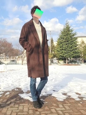 「アイテム（チェスターコート）」を使った、たくちゃんさん（メンズ・176cm）の冬コーディネート