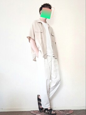 「BEAUTY&YOUTH UNITED ARROWS（ビューティーアンドユースユナイテッドアローズ）の【WEB限定】 ＜info. BEAUTY&YOUTH＞ ユルテロ CPO シャツ（シャツ/ブラウス、ベージュ系）」を使った、たくちゃんさん（メンズ・176cm）の春コーディネート
