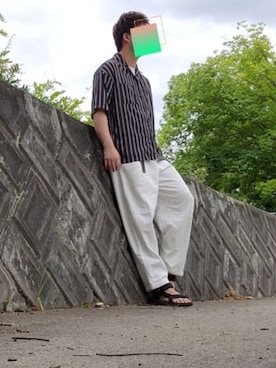 「LIDNM（リドム）のアイテム（シャツ/ブラウス、ブラック系）」を使った、たくちゃんさん（メンズ・176cm）の秋コーディネート