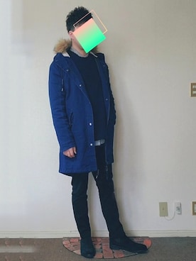 「ADRER（アドラー）の【ADRER】ドルマンスリーブオープンカラーシャツ（シャツ/ブラウス、ホワイト系）」を使った、たくちゃんさん（メンズ・176cm）の冬コーディネート