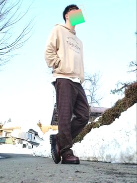 「BEAMS（ビームス）のアイテム（パンツ、ブラウン系）」を使った、たくちゃんさん（メンズ・176cm）の春コーディネート