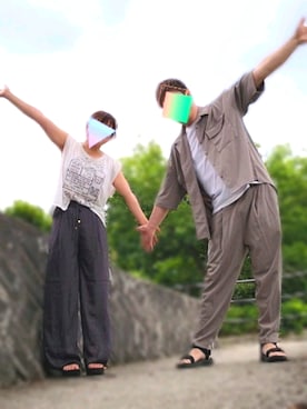 「グレーシャツ」｜「アイテム（セットアップ）」を使った、たくちゃんさん（メンズ・176cm）の夏コーディネート