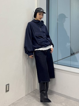 「JEANASIS（ジーナシス）のウエスタンインヒールブーツ/1063790（ブーツ、ブラック系）」を使った、おねさん（レディース・166cm）の夏コーディネート