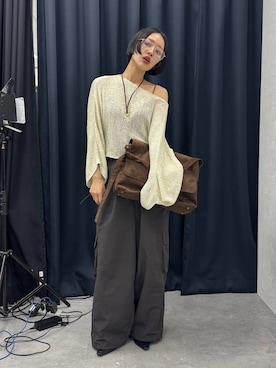 「eL（エル）の【eL】Flap Shoulder Bag/647484（ショルダーバッグ、ブラウン系）」を使った、おねさん（レディース・166cm）の春コーディネート