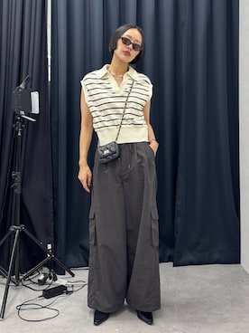 「eL（エル）の【eL】Compact Polo NS/329530（Tシャツ/カットソー、ホワイト系）」を使った、おねさん（レディース・166cm）の春コーディネート