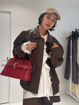 「アイテム（ボストンバッグ）」を使った、おねさん（レディース・167cm・30代）の冬コーディネート