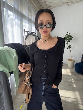 「JEANASIS（ジーナシス）のヴィンテージバレルボストンBAG/1077740（ボストンバッグ、ブラウン系）」を使った、おねさん（レディース・166cm）の秋コーディネート