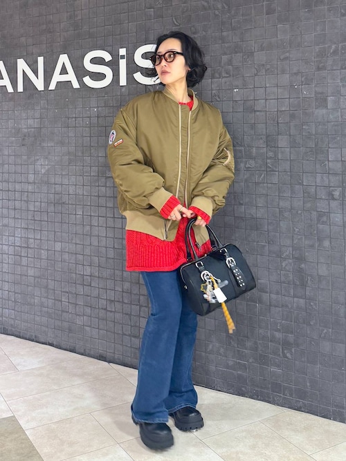 JEANASIS　モノグラムグラムジャガードボストンバックカーキ　完売品 JEANASIS｜スタッズジャガードモノグラムボストン | Rakuten