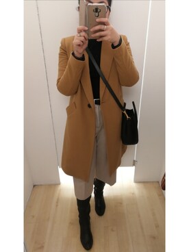 ZARAのチェスターコート（ベージュ系）を使ったレディース人気