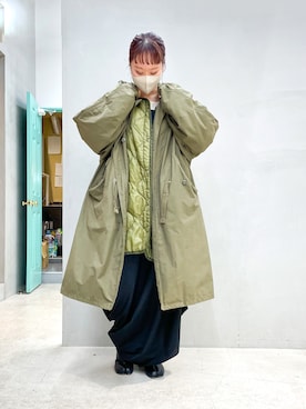 「アウターコーデ」｜「アイテム（ミリタリージャケット）」を使った、ayameさん（レディース・156cm）の冬コーディネート