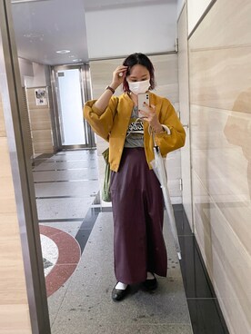 「マスタード」｜「アイテム（ブルゾン）」を使った、ayameさん（レディース・156cm）の秋コーディネート