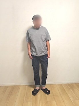 「A VONTADE（アボンタージ）のアイテム（Tシャツ/カットソー、グレー系）」を使った、mirrormanさん（メンズ・172cm）の夏コーディネート