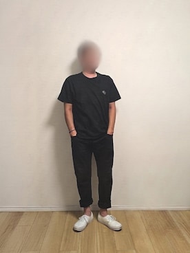 「CRIMIE（クライミー）のTWO HEART WAPPEN T SHIRT（Tシャツ/カットソー、ブラック系）」を使った、mirrormanさん（メンズ・172cm）の夏コーディネート