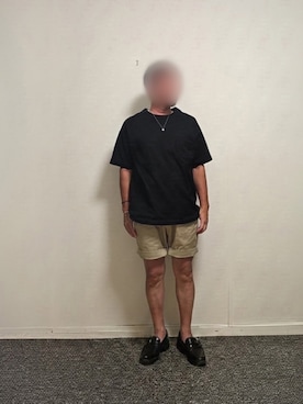 「A VONTADE（アボンタージ）のアイテム（Tシャツ/カットソー、ブラック系）」を使った、mirrormanさん（メンズ・172cm）の夏コーディネート