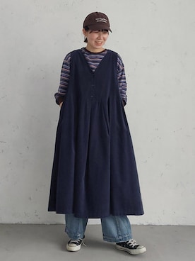 「アイテム（ジャンパースカート）」を使った、soulberryさん（レディース・166cm）の秋コーディネート