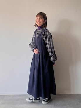 「アイテム（ジャンパースカート）」を使った、soulberryさん（レディース・158cm）の秋コーディネート