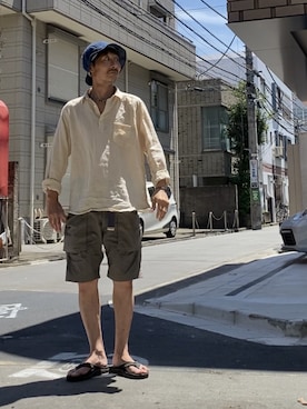 「FOB FACTORY（エフオービーファクトリー）のアイテム（帽子）」を使った、spinnerbait001さん（メンズ・165cm）の夏コーディネート