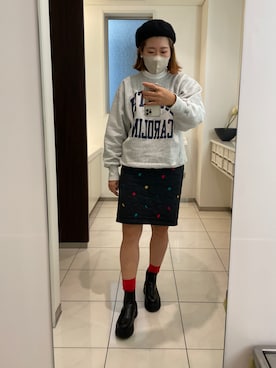 「H&M（エイチ・アンド・エム）のアイテム（ハンチング/ベレー帽）」を使った、haruna.214さん（レディース・166cm）の冬コーディネート