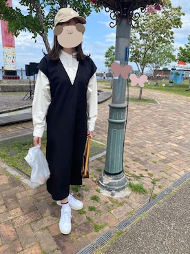 「STARTER（スターター）のアイテム（キャップ）」を使った、りんこさん（レディース・165cm）の春コーディネート