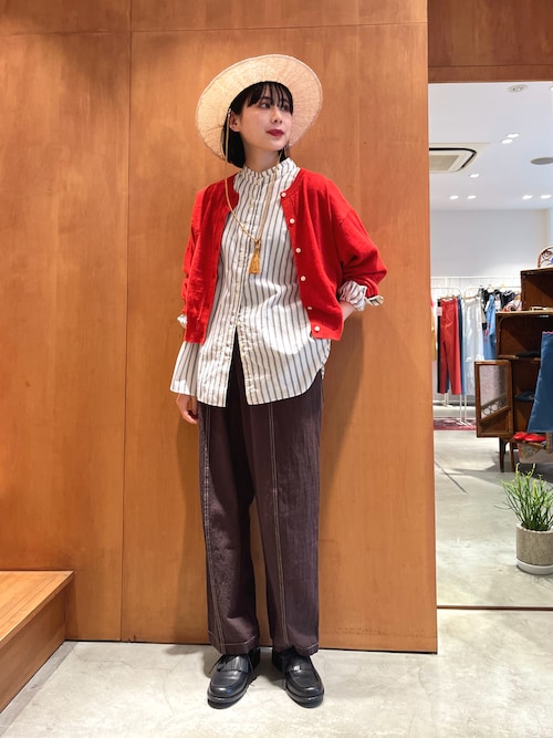 PAR IＣＩ　パーリッシィ　シボコットン切り替えパンツ セール】シボコットン 切り替えパンツ (セットアップ対応