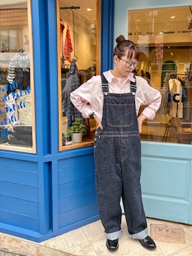 「アイテム（サロペット/オーバーオール、ブルー系）」を使った、PAR ICIさん（レディース・153cm）の秋コーディネート