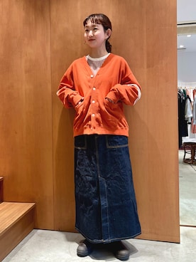 「PAR ICI（パーリッシィ）のギンガムジャガード クルーネックカットソー（Tシャツ/カットソー）」を使った、PAR ICIさん（レディース・150cm）の冬コーディネート