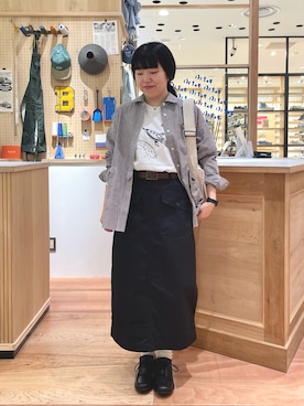 「ギンガムチェックシャツ」｜PAR ICIさん（レディース・156cm）の秋コーディネート