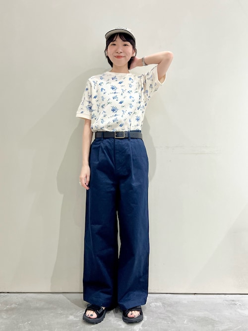 コーマワッフル 小花柄半袖Tシャツ（Tシャツ/カットソー）｜PAR