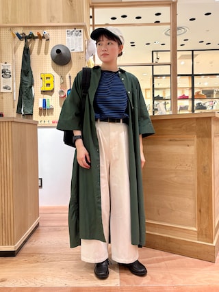 シャツワンピースを使った「ボーダーTシャツ」のレディース人気