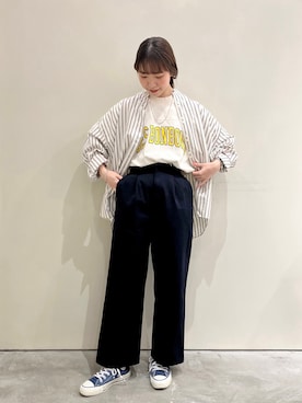 「アイテム（チノパンツ）」を使った、PAR ICIさん（レディース・154cm）の春コーディネート