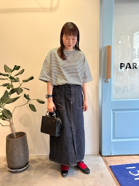 「アイテム（デニムスカート）」を使った、PAR ICIさん（レディース・153cm）の夏コーディネート