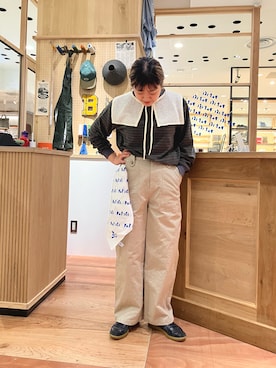 「アイテム（付け襟）」を使った、PAR ICIさん（レディース・158cm）の秋コーディネート