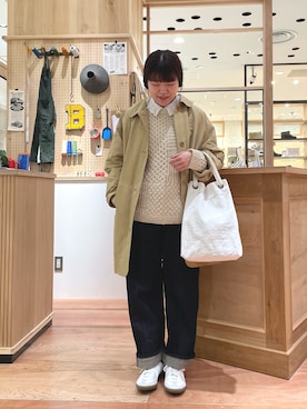 「アイテム（ステンカラーコート）」を使った、PAR ICIさん（レディース・156cm）の冬コーディネート