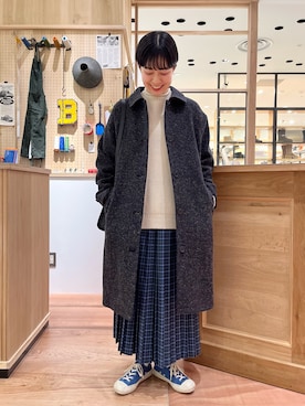 「PAR ICI」｜「アイテム（ステンカラーコート）」を使った、PAR ICIさん（レディース・153cm）の冬コーディネート