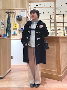 PAR ICI　グリーンダッフルコート PAR ICIのダッフルコートを使った人気ファッション