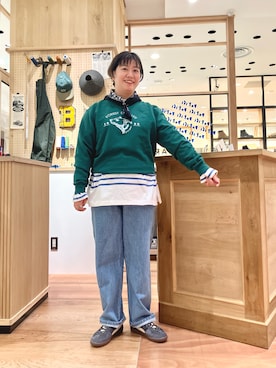 「PAR ICI（パーリッシィ）のペイズリー/ドット コットンバンダナ（バンダナ/スカーフ）」を使った、PAR ICIさん（レディース・158cm）の秋コーディネート