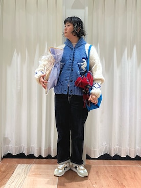 「PAR ICI（パーリッシィ）のカイハラデニム ペインターパンツ（デニムパンツ）」を使った、PAR ICIさん（レディース・150cm）の冬コーディネート