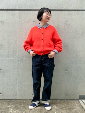 「PAR ICI（パーリッシィ）のカイハラデニム ペインターパンツ（デニムパンツ）」を使った、PAR ICIさん（レディース・160cm）の秋コーディネート