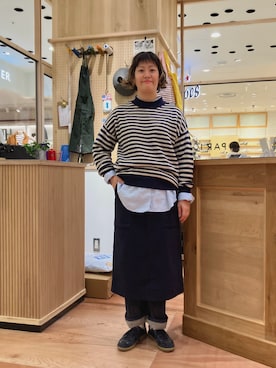 「PAR ICI（パーリッシィ）のカイハラデニム ペインターパンツ（デニムパンツ）」を使った、PAR ICIさん（レディース・149cm）の秋コーディネート