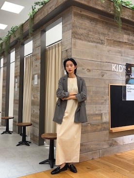 「アイテム（ワンピース）」を使った、山口悠さん（レディース・160cm・20代）の秋コーディネート