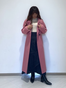 「ラメニット」｜「アイテム（チェスターコート）」を使った、MIZUKIさん（レディース・155cm）の秋コーディネート