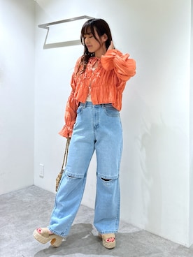 「FREE'S MART（フリーズマート）のアイテム（かごバッグ）」を使った、MIZUKIさん（レディース・155cm）の春コーディネート